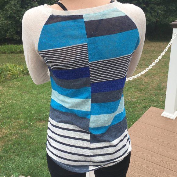 Arden Furtado Blue and White Striped Shirt - Picture 3 of 4